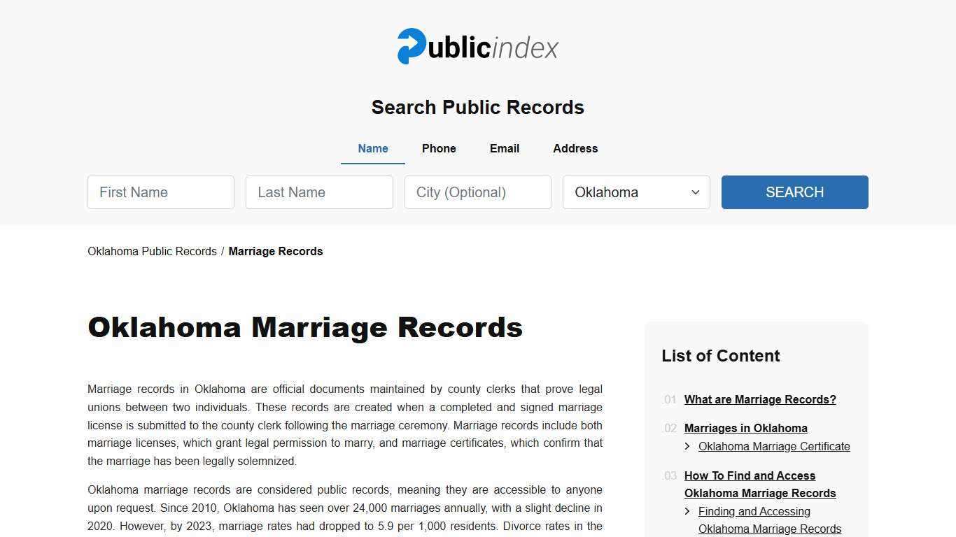 Oklahoma Marriage Records Search - Licenses & Certificates