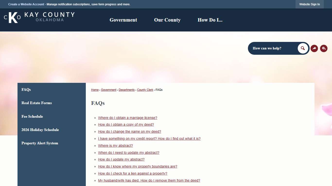 FAQs | Kay County, OK