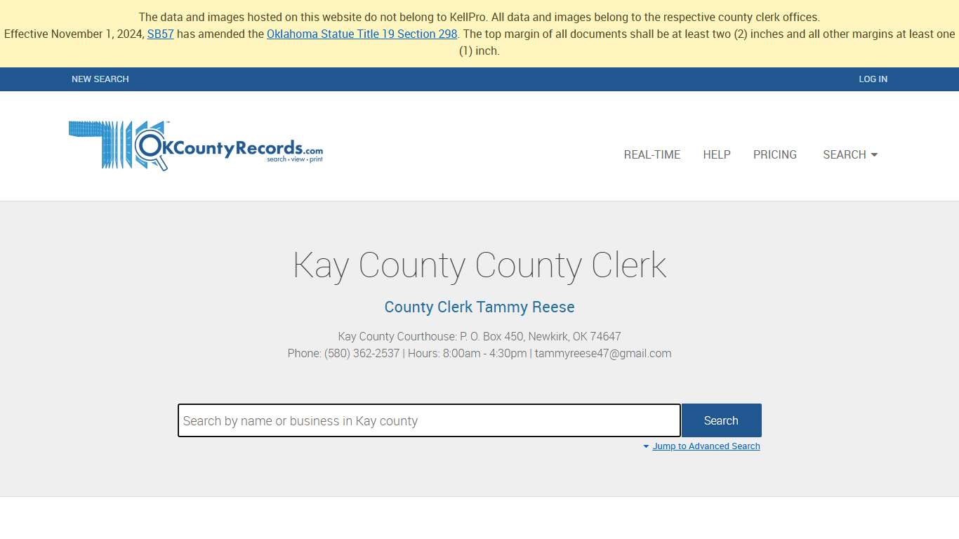 Kay County | OKCountyRecords.com | County Clerk Public Land Records for Oklahoma